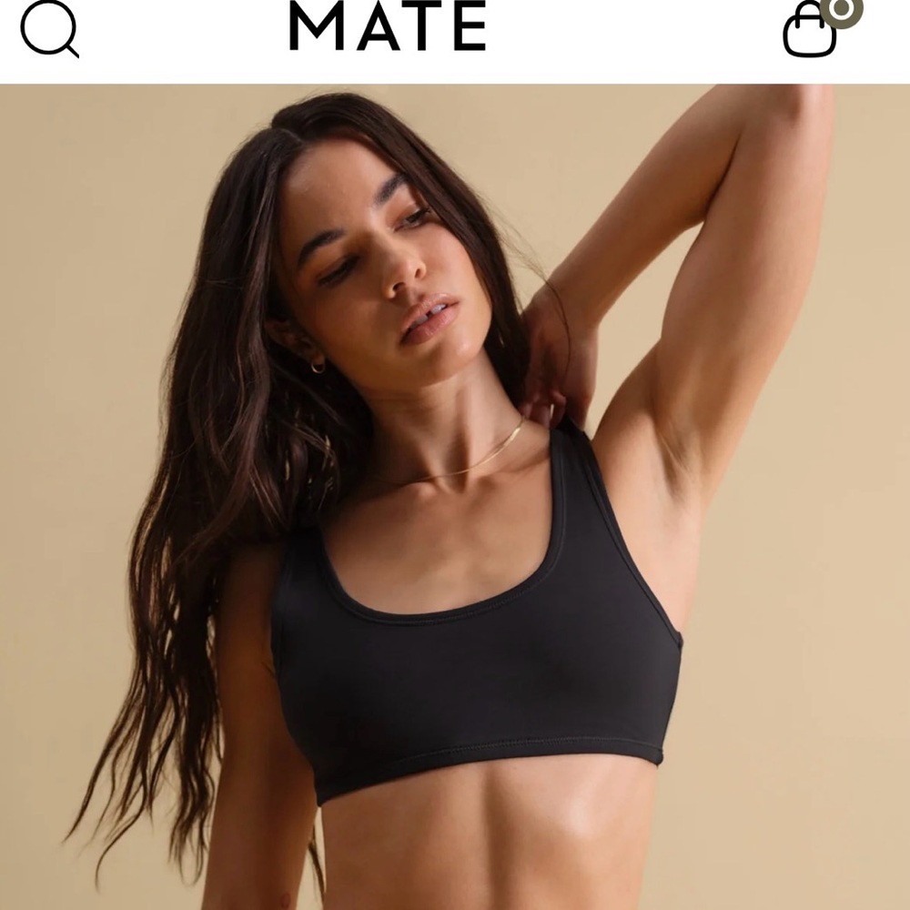 MATE the Label Black Scoop Neck Sports Bra